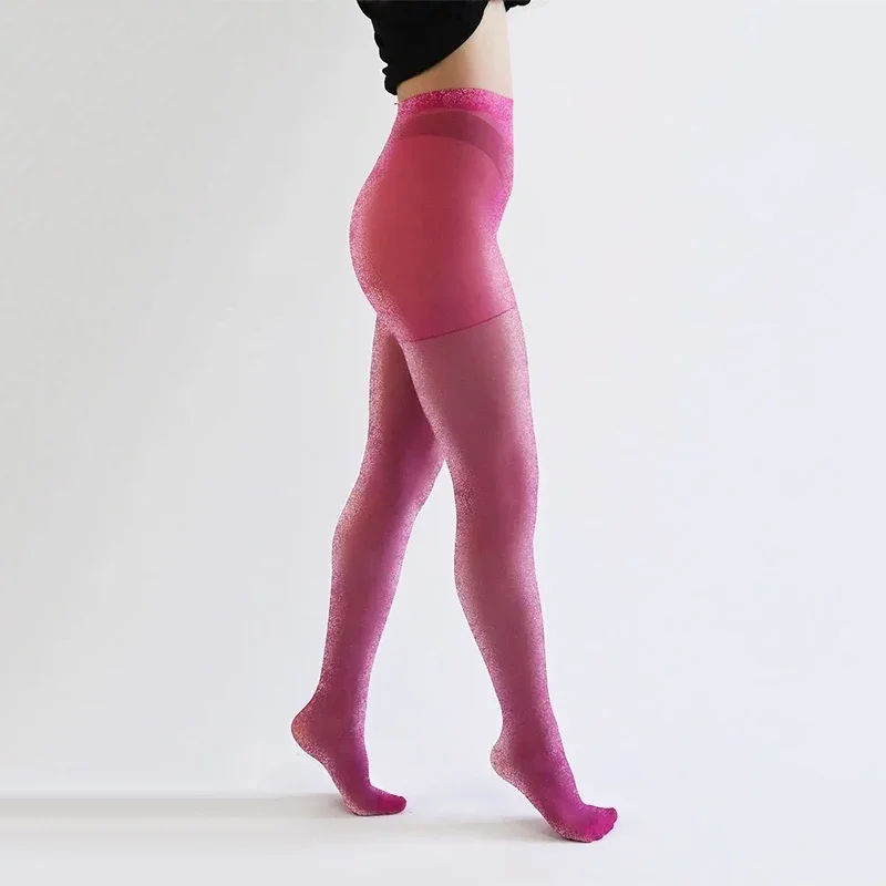 Kave 1pair 2024 Sexy Colored Tight Solid Color Sheer Stockings Shiny Pearlescent Socks Women Fashionable Sexy Legs Leggings