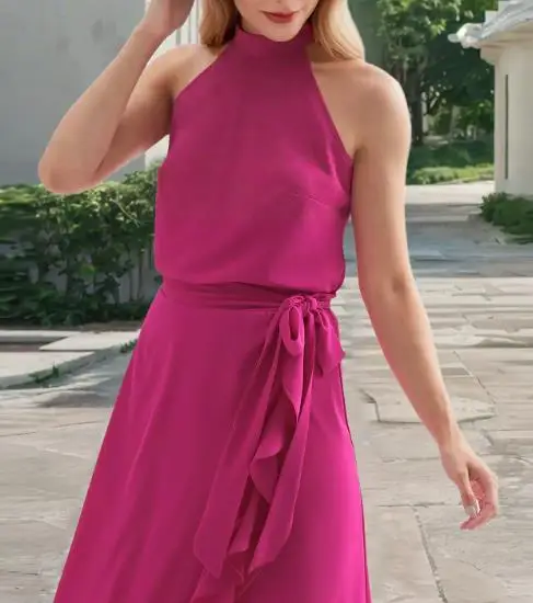 

Bohemian Women's Dresses In Summer 2025 New Elegant & Temperament High Waist Sleeveless Woman Ruffled Asymmetrical A-Line Dress