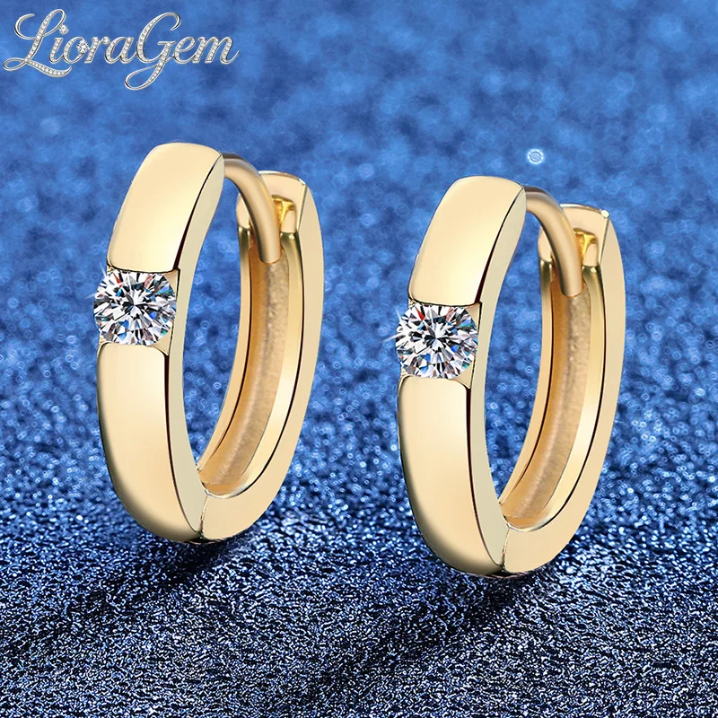 LioraGem Exquisite Moissanite Stud Earrings 18K Gold, Versatile Elegant 10-point D Moissanite Hoop Earrings Platinum PT950 Stamp