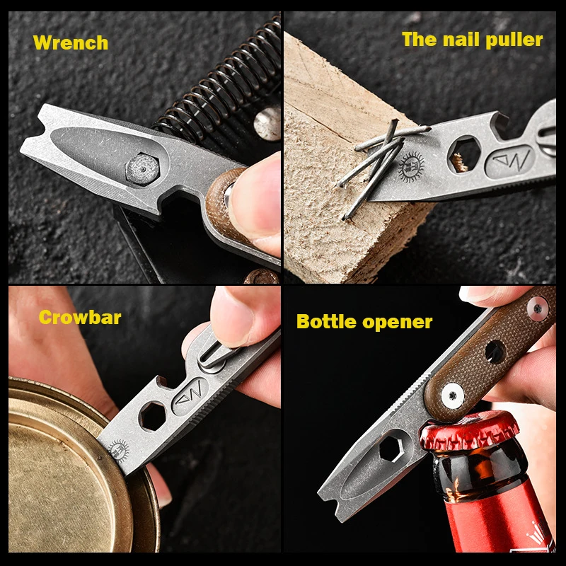 11.5CM Titanium Alloy Crowbar Multifunctional Wrench Bottle Opener Nail Lifter Self-defence EDC Tool Metal Pry Bar Security Gadg