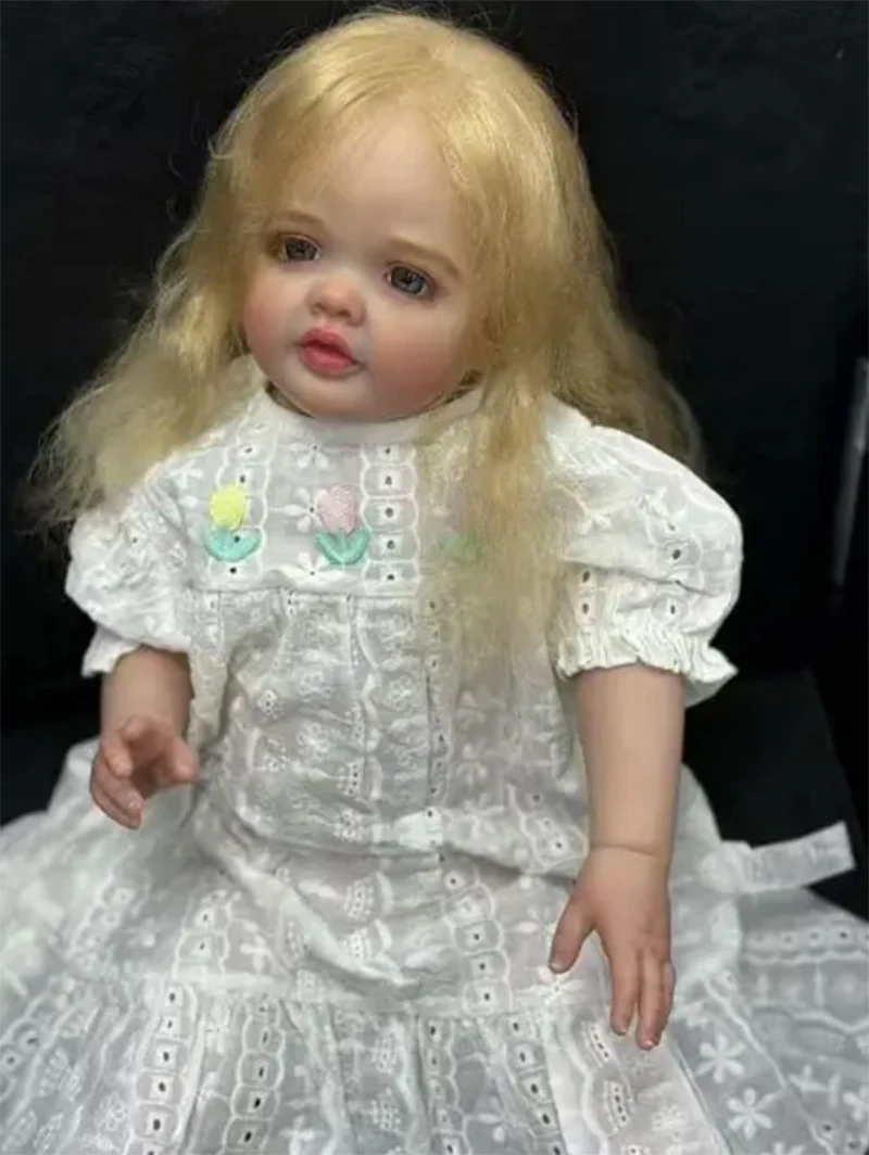 22Inch Reborn Doll Kit Betty Fresh Color Soft Touch Unfinished Unpainted Blank DIY Doll Parts with Cloth Body and Eyes Art Doll
