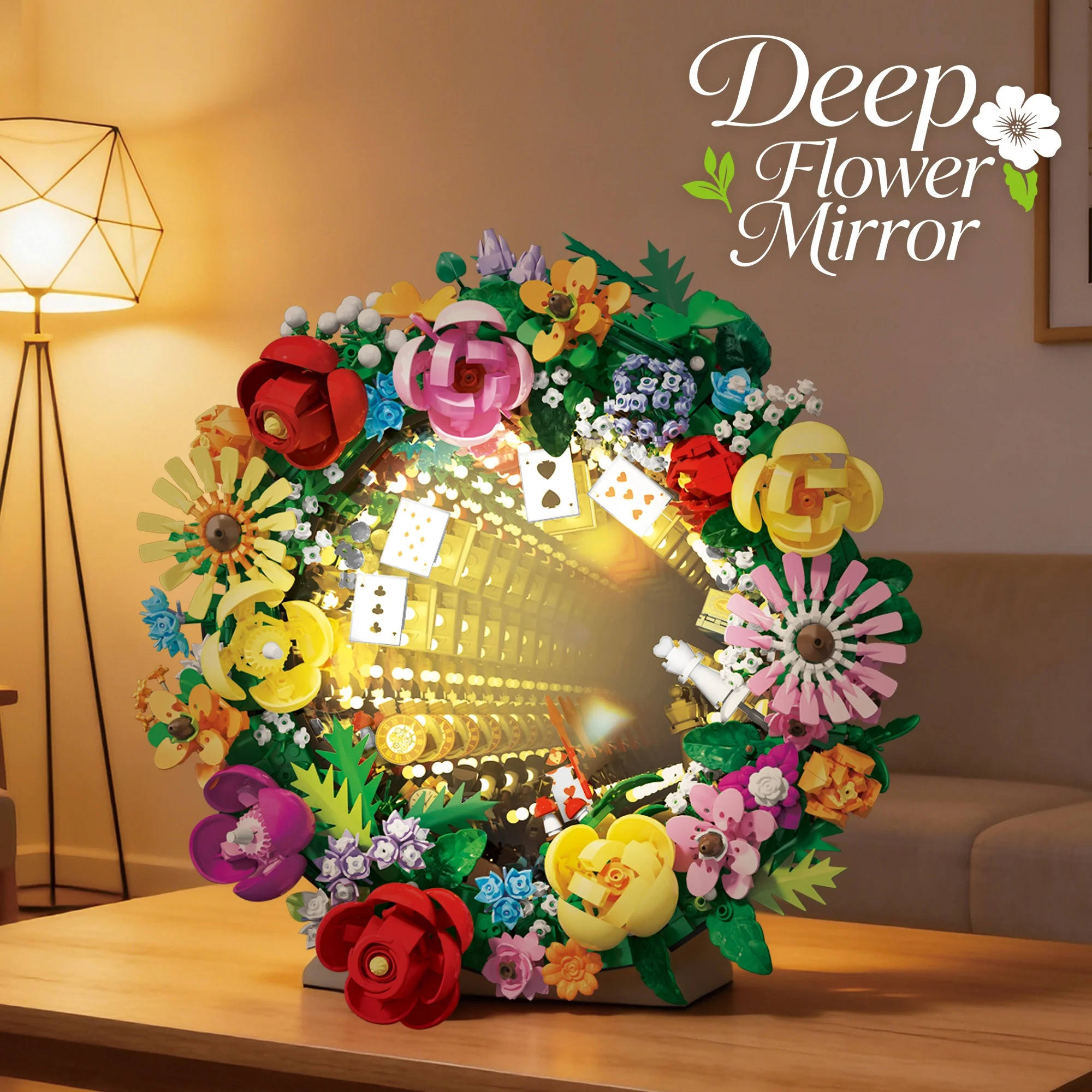 1946pcs Flower Mirror Building Blocks Flower Wreath Eternal Floral Mirror Bricks Model Desktop Decor Display Gifts for Adults
