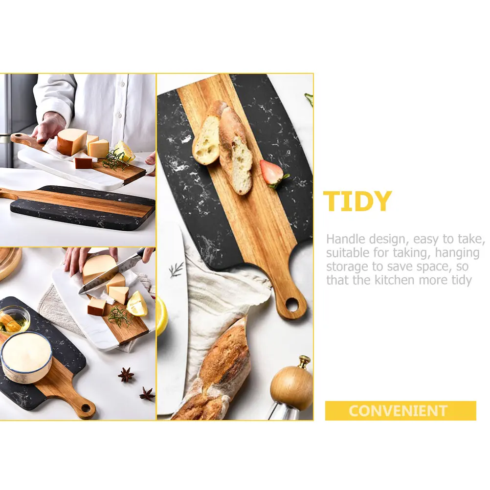

Acacia Wood Marble Cutting Board Anti Cracking Steak Pizza Meat Fruit Cheese Board Hanging Kitchen Gadget Non Greasy