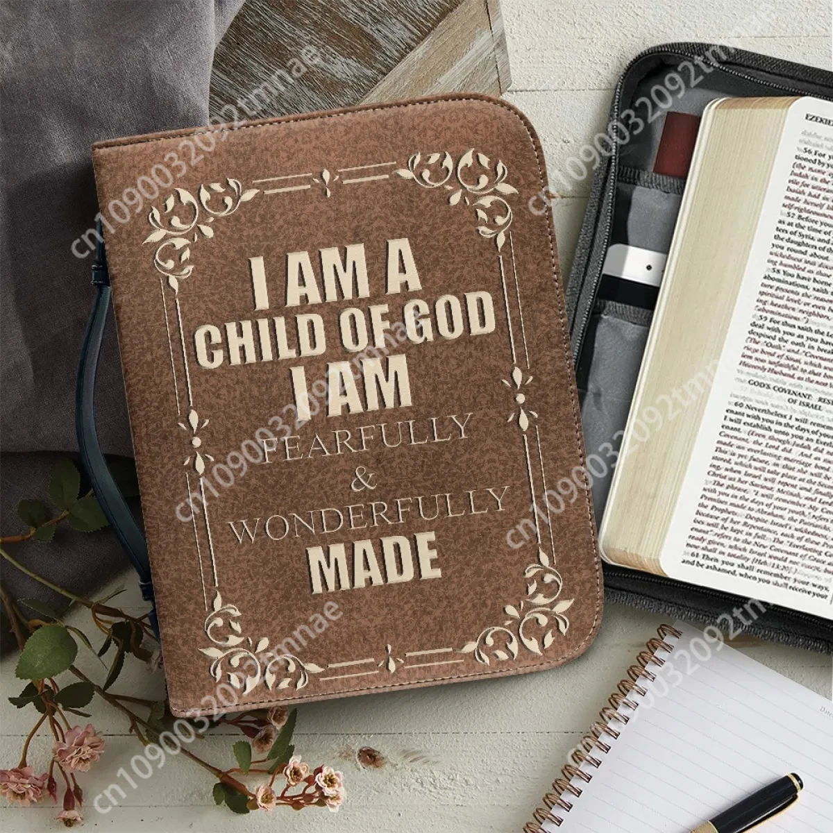 

Hymns Custom Bible Cover Case Practical Storage Bags Paquete Bíblico Christianity Women's Bible Bag Classic Leather