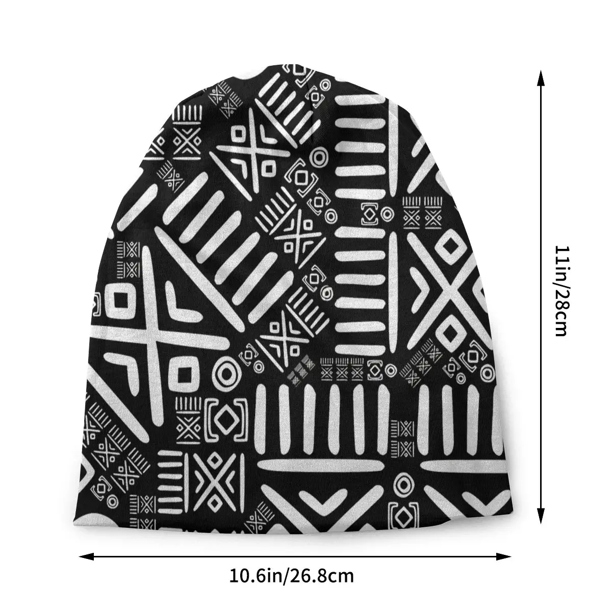 Ethnic African Pattern Black And White Ethnic African Unisex Bonnet Thin Cycling Skullies Beanies For Men Women