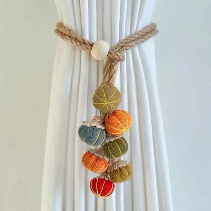 

2 шт., подхваты для штор с мультяшной тыквой, регулируемые ремни из льняной ткани, милые акценты для домашнего декора, современный стиль для штор
