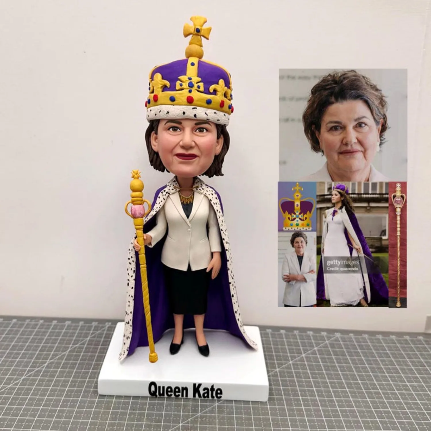 

Custom Queen Crown Bobblehead Personalized Witch Girlfriend Figurine Handmade Polymer Clay Full Body Figure Gift For Her Art