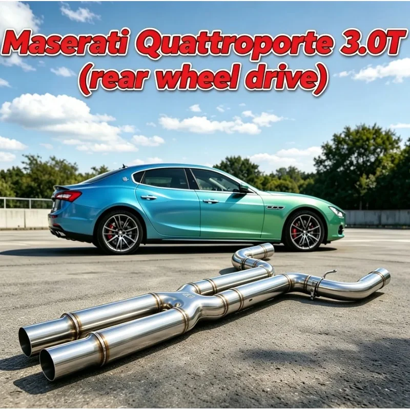 Resonator Delete X-Pipe Midpipe for Maserati Quattroporte 3.0T RWD 2014-2022, T304 Stainless Straight Through Performance