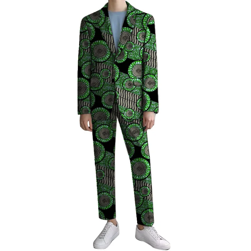 New Arrivals African Print Groom Sets Men‘s Pant Suits Blazers+Trousers Ankara Fashion Male Wedding Garments