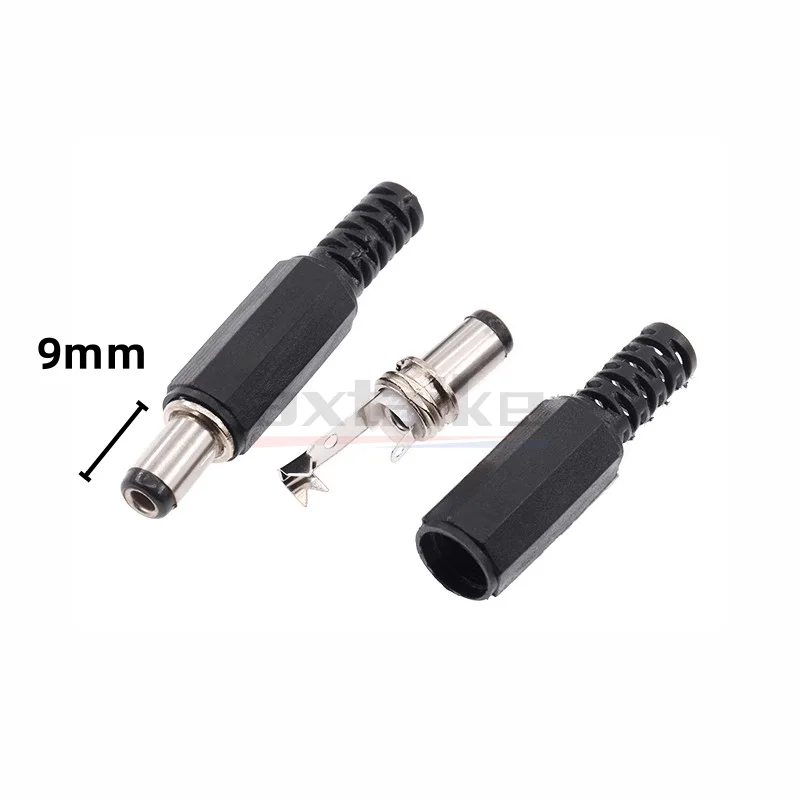 10PCS DC Connectors 5.5x2.1/2.5mm 3.5x1.3mm Plug Male Female Jack Socket Nut Panel Mount Power Adapter 5.5*2.1mm 5.5*2.5mm DC005