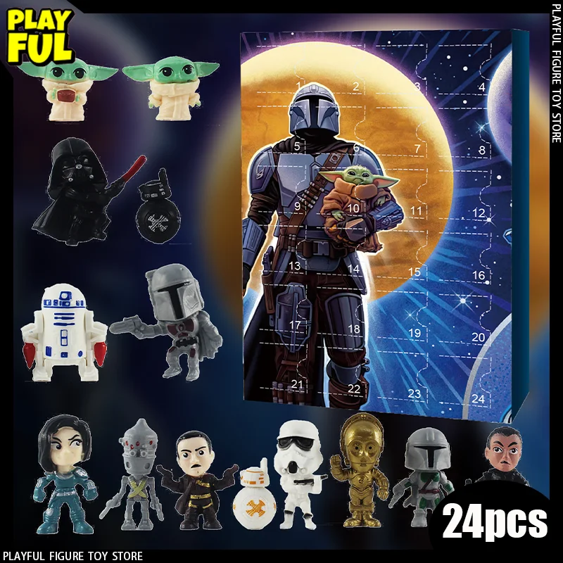 In Stock Star Wars 2024 Christmas Countdown Calendar Doll Anime Figure Super Mario Calendar Master Yoda Toys Kids Christmas Gift