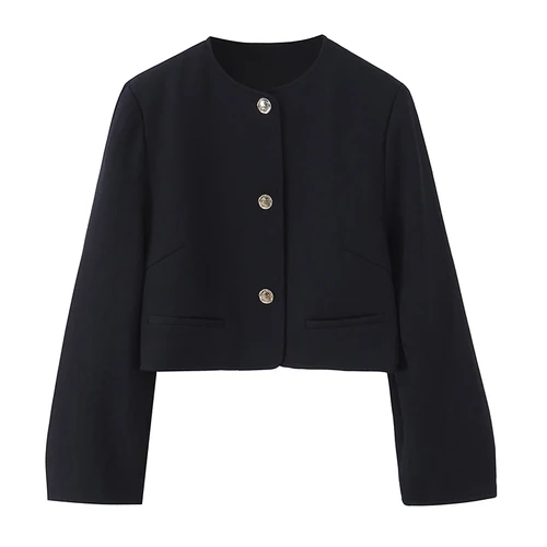 Imagen 2 del producto Willshela, conjunto de 2 piezas a la moda para mujer, chaquetas negras con una botonadura y pantalones cortos Vintage con cremallera frontal, conjuntos de pantalones cortos elegantes para mujer