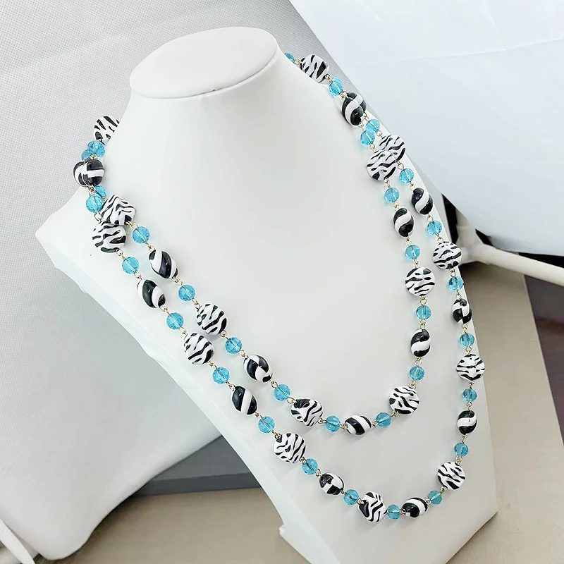 fnaf 2 rupee item Star Girl Y2k Acrylic Necklace For Women Geometry Bohemia Blue Crystal Beads Long Necklace Men