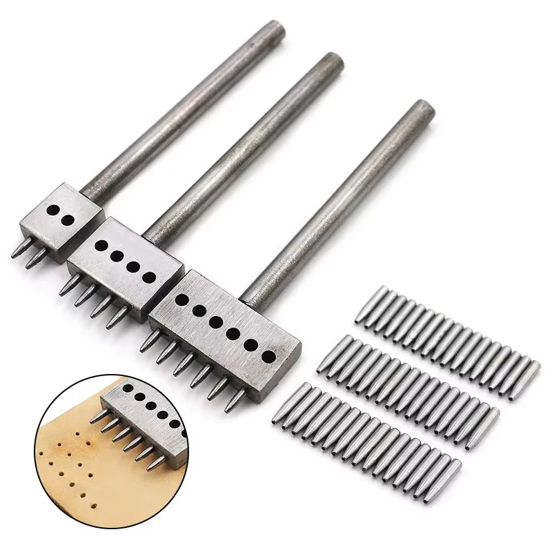 4/5/6/8mm Spacing Leather Hole Punches Hole Punching Nail DIY Hand Perforated Round Stitching Cut Leather Punch Tools Hole Set