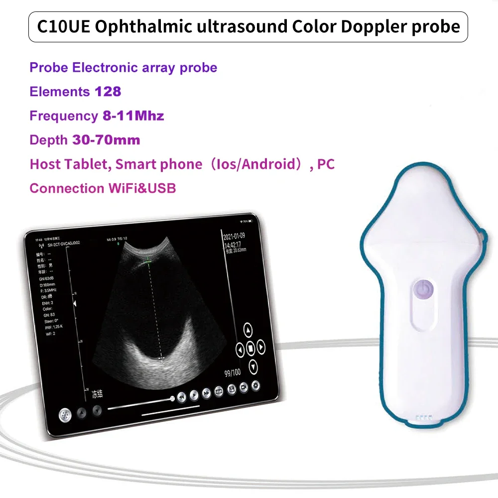 Ophthalmic Ultrasound Color Doppler Probe for Eye Diseases Like Cataracts Glaucoma Retinal Detachment and Macular Degeneration