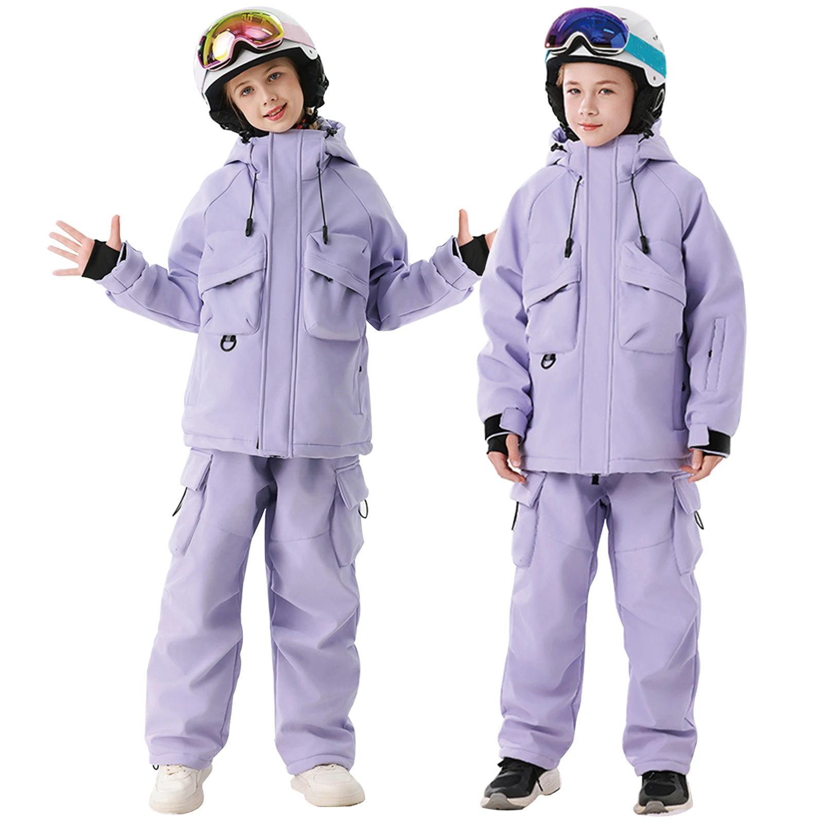 -30 Degree Children's Skiing Wear,Winter Boys Snowboarding Suit,Girls Ski Suits,Windproof Waterproof Kids Ski Jacket Snow Pants