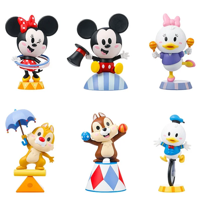 

Disney Mickey Minnie Circus Series Figure Toys Anime Peripheral Chip Dale Daisy Donald Model Ornament Dolls Children's Gifts