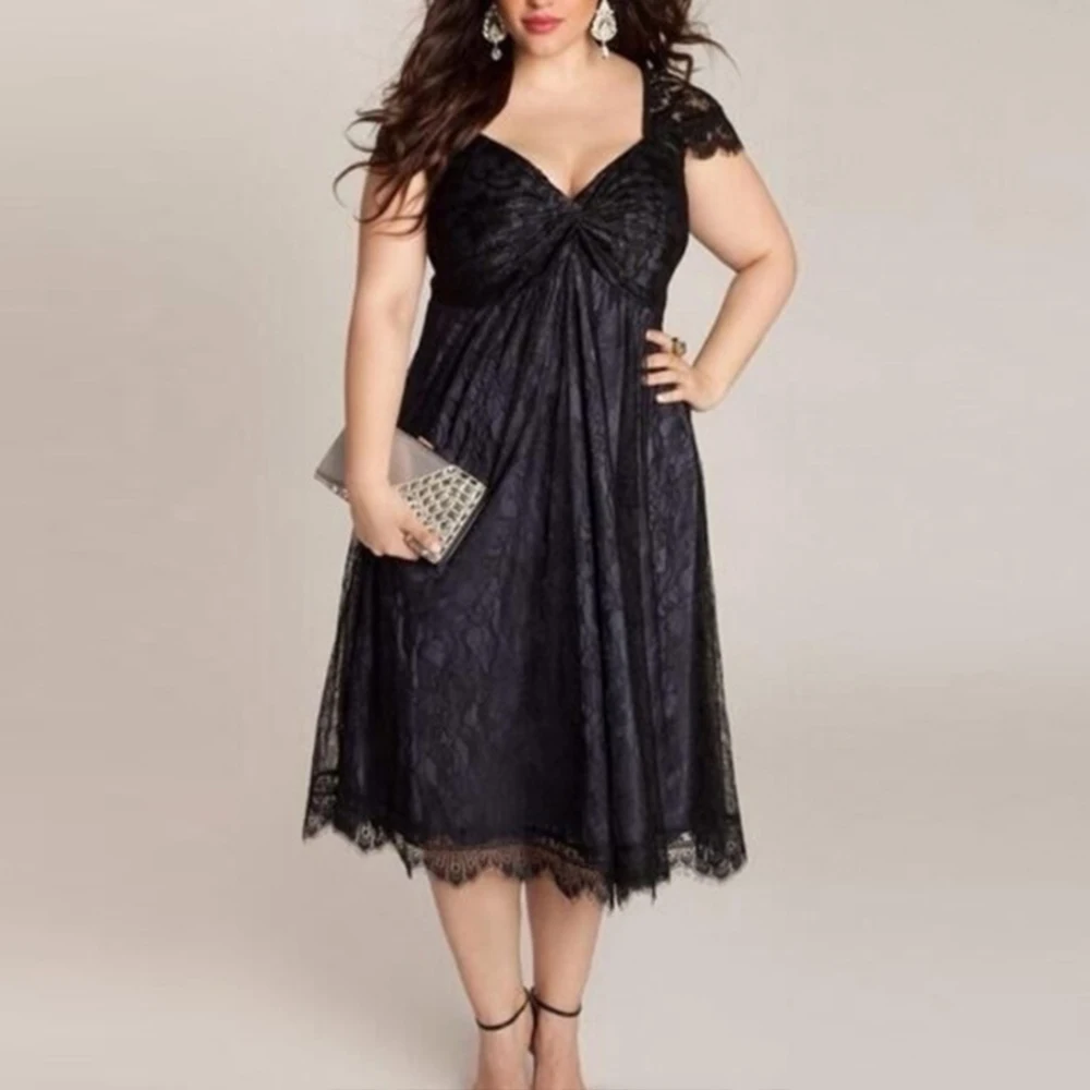 Plus Size 2024 New Sexy Gothic Dress Women\'s Lace Slim Flying Sleeve Warpped Sundress Ladies V Neck A-Line Evening Party Gowns