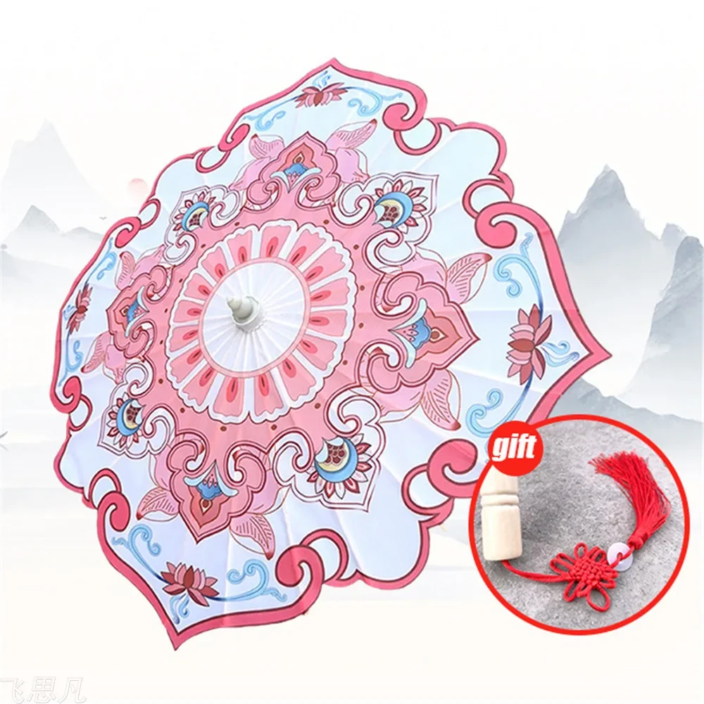 Japanese Lolita Dance Parasols Tassel Girls Cosplay Classical Hanfu Umbrella Lace Folding Korean Craft Pink Umbrellas Photoprop