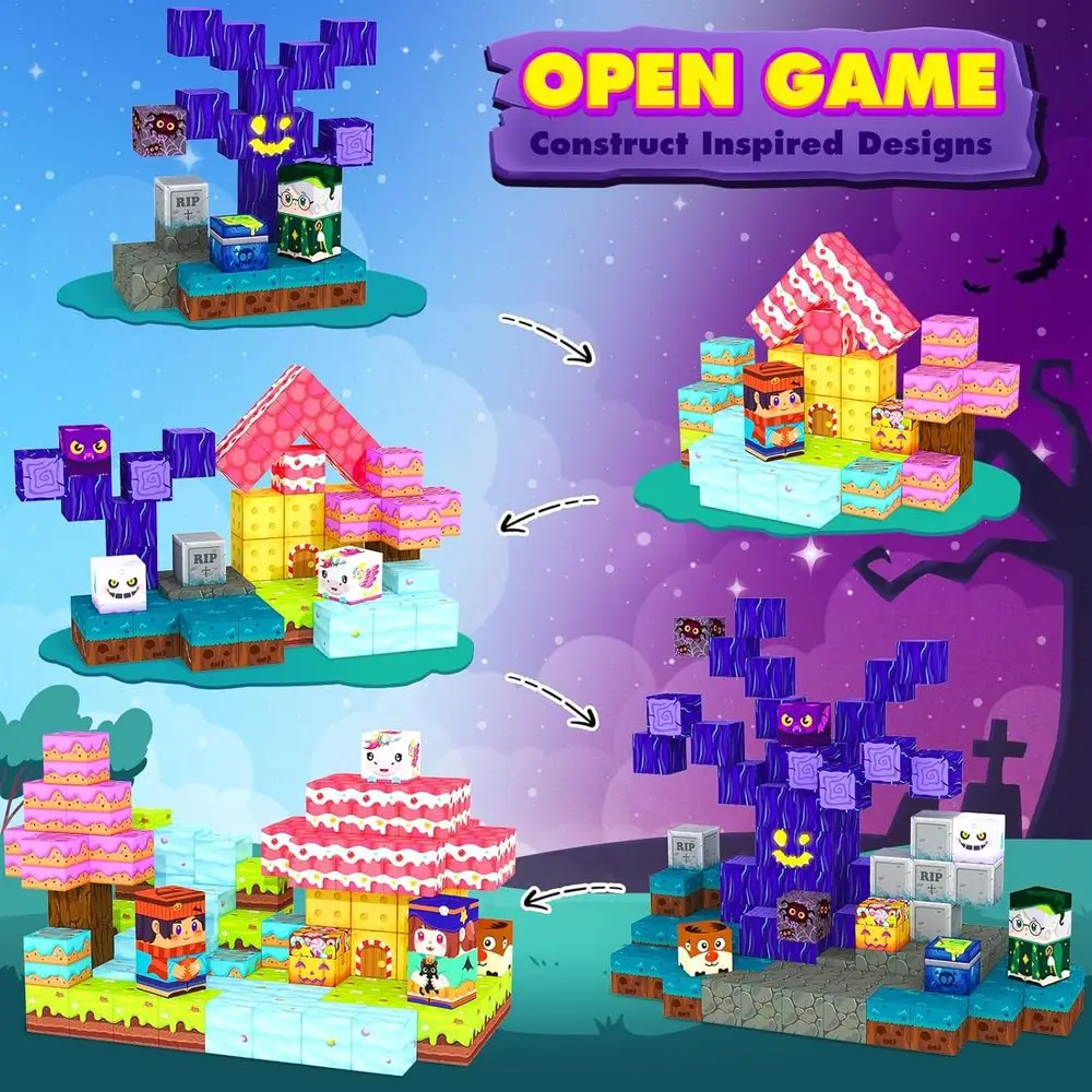 子供向け磁気ブロック：モンテッソーリ玩具＆感覚ゲーム、3歳から13歳に最適、ハロウィンや誕生日プレゼントに最適