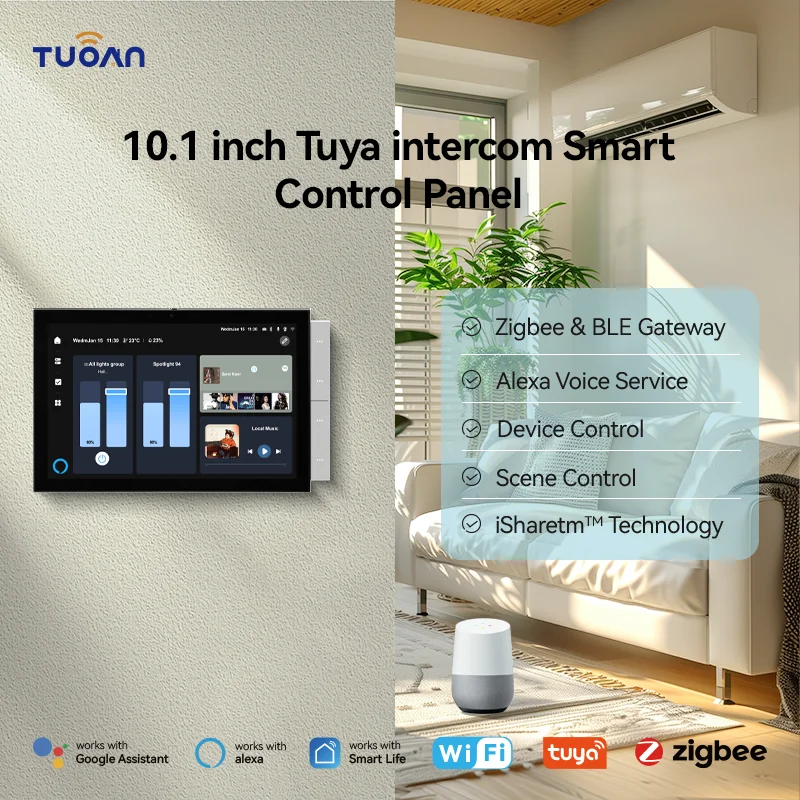 10 Inch Smart Home Appliances tu ya Zigbee Gateway  Multi-function Central Touch Screen Control Panel Light Wall  Switch
