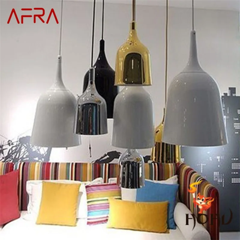 

AFRA Contemporary Pendant Light Creative Bell Shade LED Lamps Fixtures For Home Decorative Dining Room