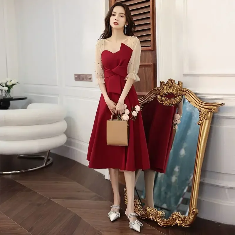 French Elegant Midi Dresses Japanese Fashion Evening Party Dress Females Wedding Vintage Sundresses for Women Summer Chic