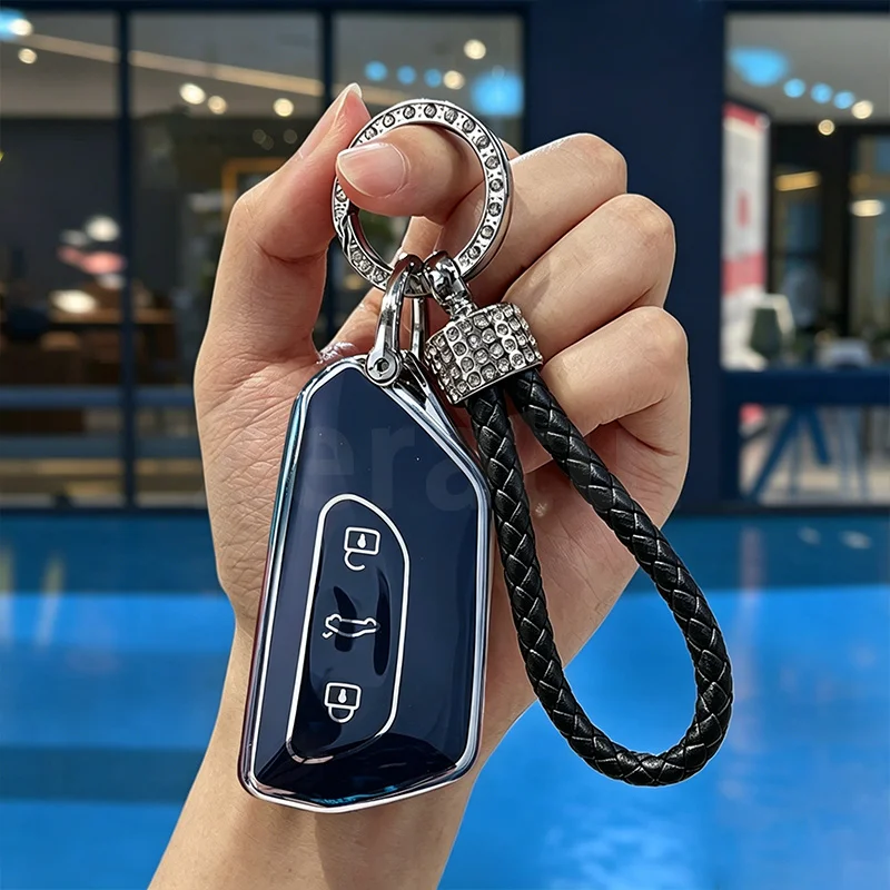 3 Button Soft TPU Remote Key Case Holder Key Case Cover for VW Volkswagen Golf 8 MK8 ID.3 ID.4 Cupra Skoda Octavia A8 SEAT view 5