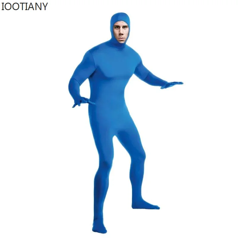 Męskie drugie dopasowane garnitury dla dorosłych kombinezon Zentai pokrywający całe ciało kostium na Halloween Spandex nylonowe Body Cosplay kostiumy pokaz sceniczny