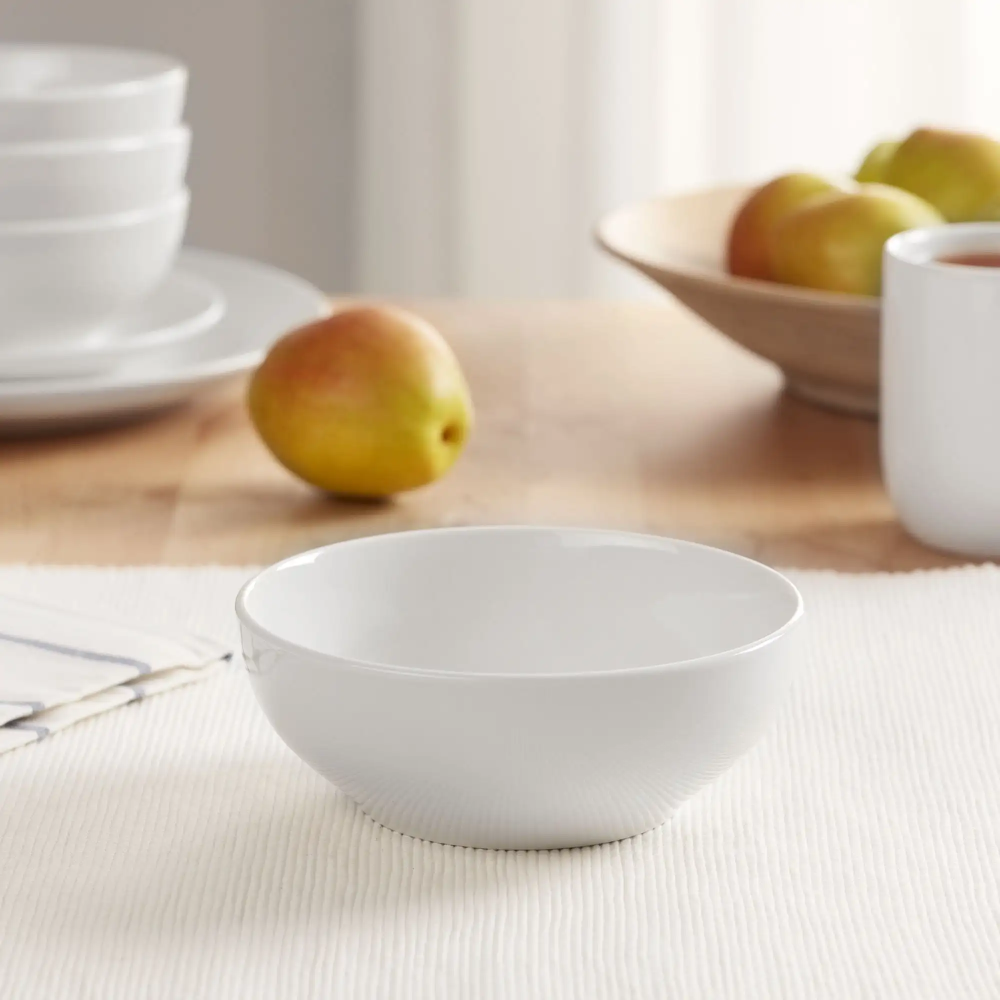 Glazed White Stoneware Round Dinner Bowl, 6.1” image 5