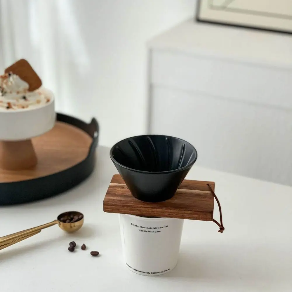 

Reusable Coffee Filter Porcelain Dripper with Base Coffee Dripper Cone Portable Eco-Friendly Drip Coffee Funnel