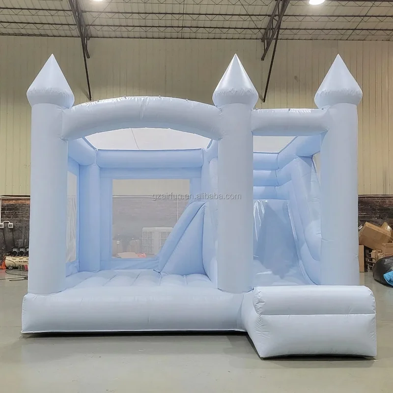 White Bouncy Castle Wedding Indoor Outdoor Kid Playing Inflatable Castle Bounce House Slide PVC Material Eco-Friendly GZAIRFUN