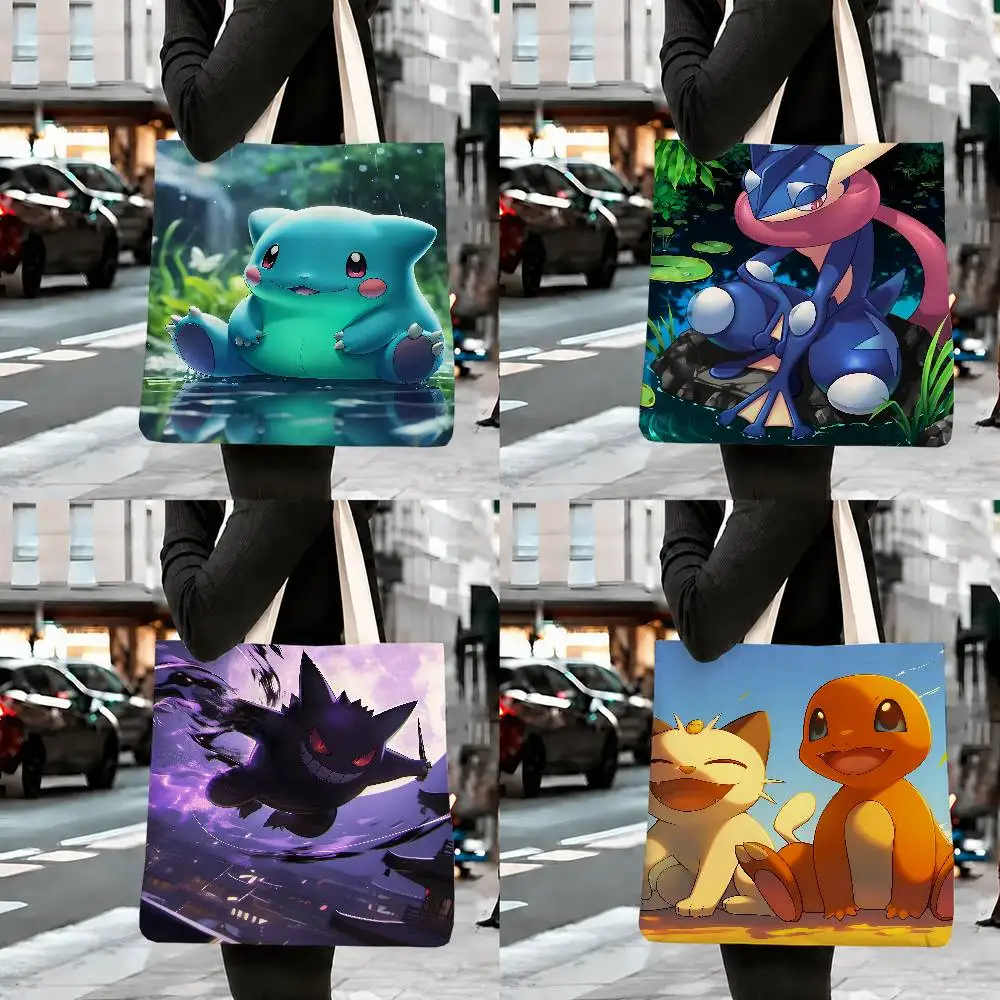 bolsas-de-armazenamento-pokemon-charmander-bolsa-de-ombro-para-viagem-verao-praia-sacola-de-compras-reutilizavel-arte-de-anime
