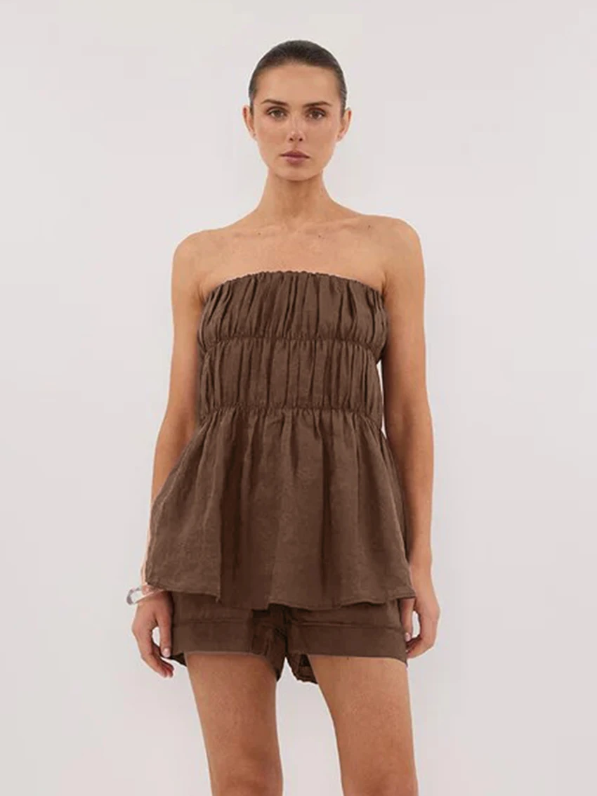 

Marthaqiqi Causal Cotton Ladies Sleepwear Set Sexy Slash Neck Pajama Sleeveless Nightwear Tank Top Nightie Shorts Nightgown Suit