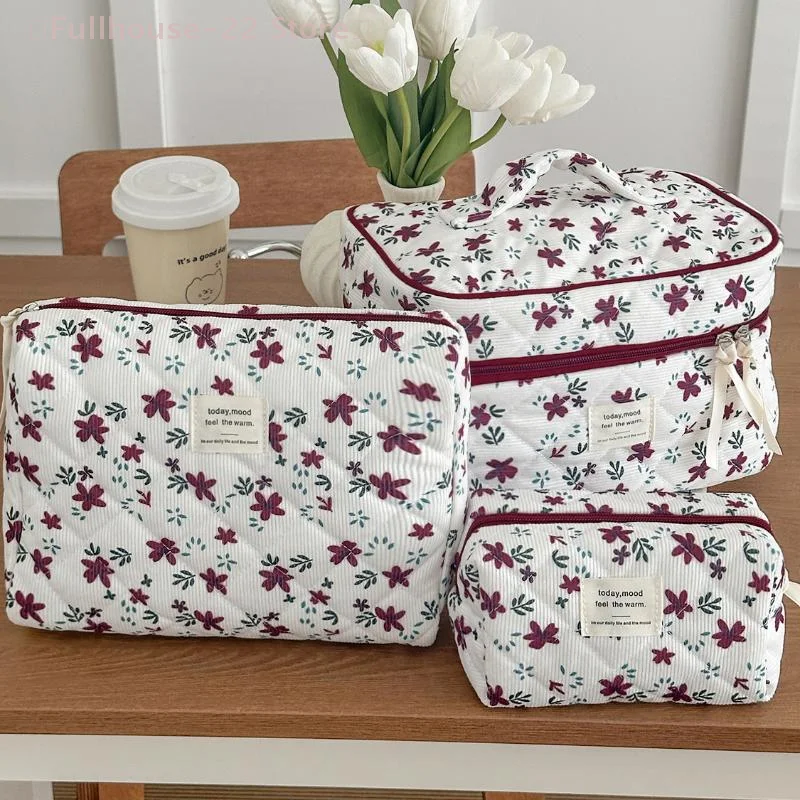 

【MAX-22】1Pcs Flower Corduroy Cosmetic Handbag Ladies Makeup Bag Large Capacity Storage Bag Travel Toiletry Pouch For Women Gifts