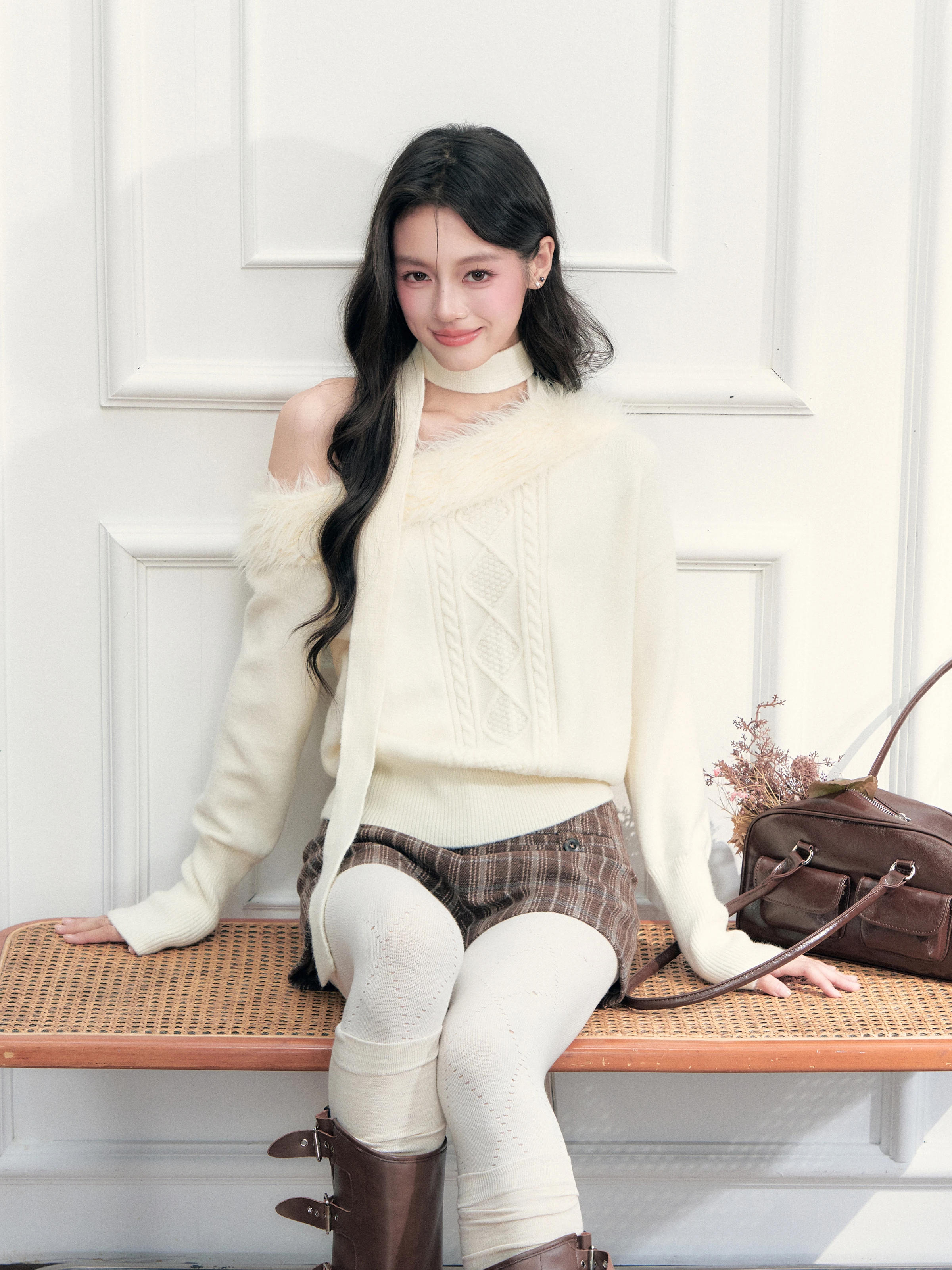 Fragile Heart Knitted Sweater Jacket with Shawl Collar Twist Knotted Design Casual Loose Fit Women's Fashion Winter Outerwear