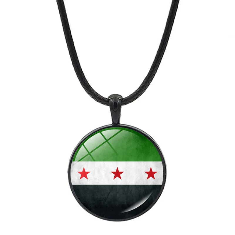 New Syria Map Pendant Necklaces Round Heart National Flag Pendant Friendship Necklace For Women Men Jewelry Accessories Gift
