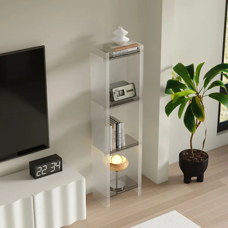 d9 Nordic style light luxury narrow shelf acrylic bookcase living room small storage display shelf multi-layer floor bookshelf