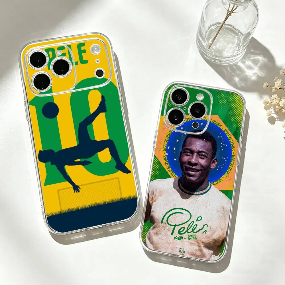 Pele football  Phone Case Transparent Silicone Soft For iPhone 17 16 15 14 13 12 11 Mini Pro Max Plus
