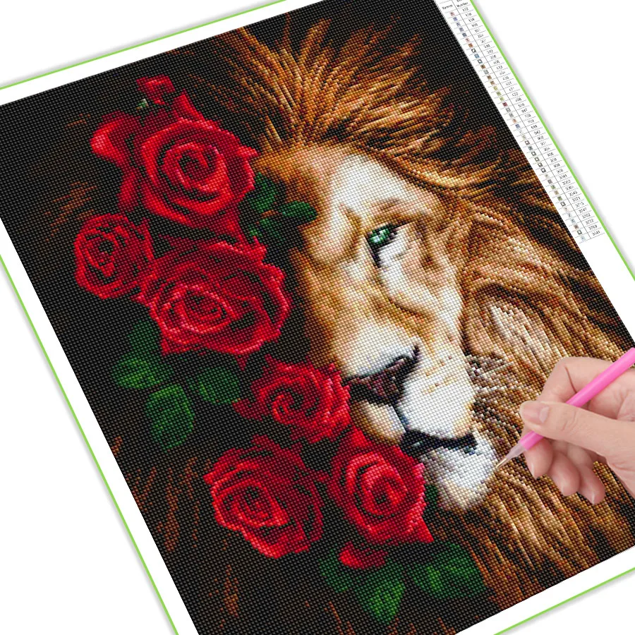 Diy Full Mosaic Art Wild Animals Diamond Painting New Collection Lion King Flower Rhinestone Embroidery Picture Wall Decor