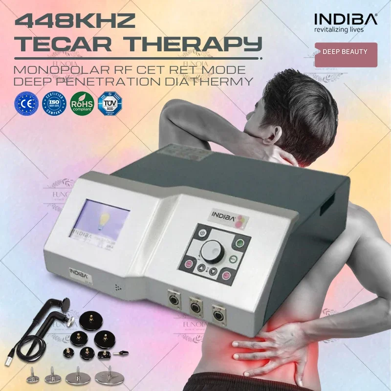 INDOBA 448KHZ  Therapy Machine CET RET Diathermy Physiotherapy Device Pain Management Master Lymph Drainage Rehabilitation