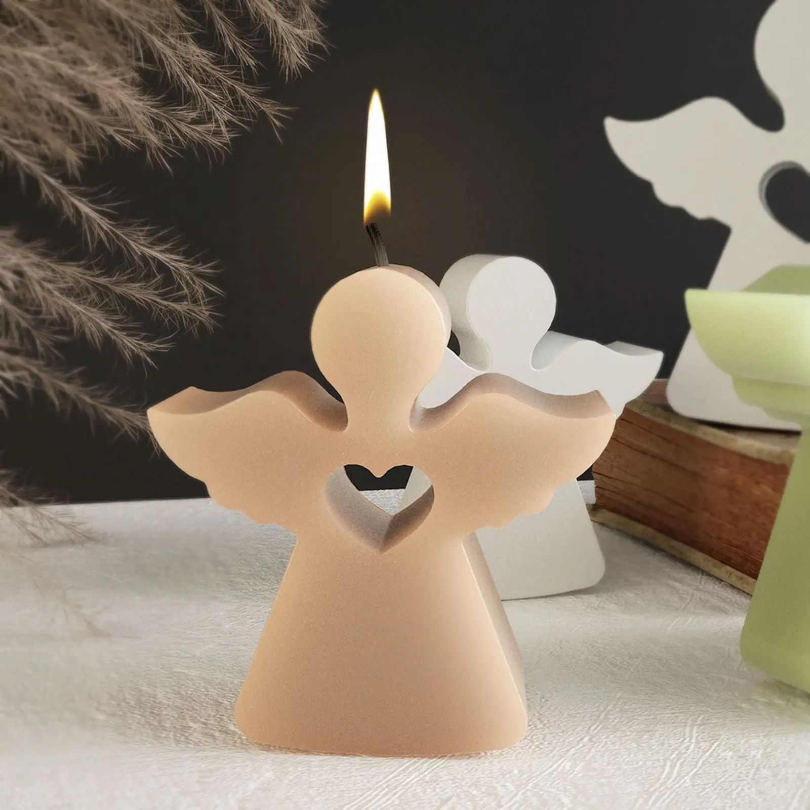 Molde de silicona de vela de Ángel lindo, casa de amor de conejo de moldes de yeso, molde de vela de aromaterapia, yeso, resina epoxi, decoración de