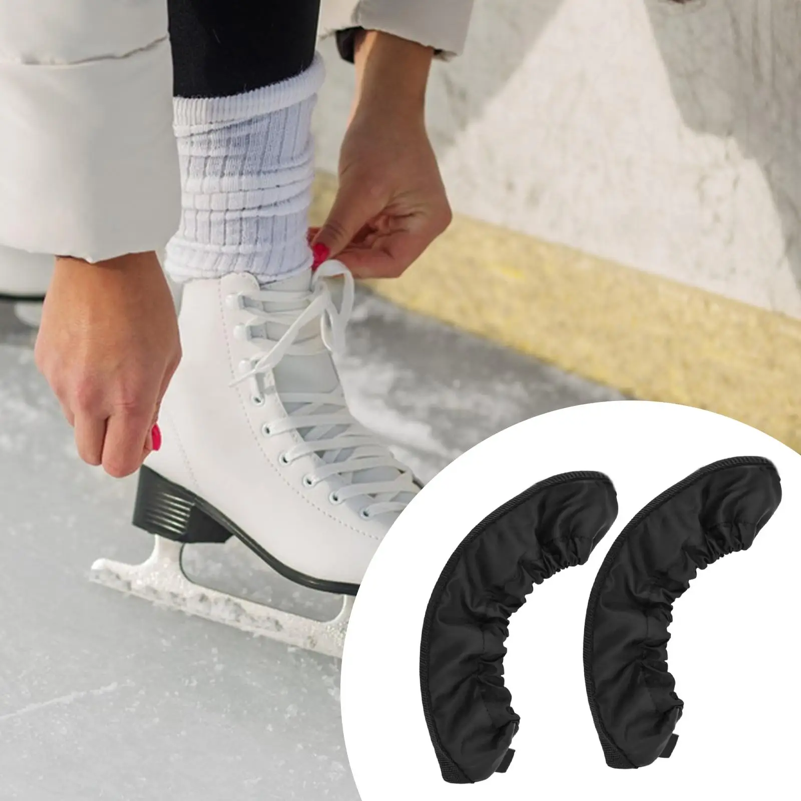 

2-х шт., чехлы для коньков, защита для коньков, полиэстер, черный, практичная защита для коньков для тренировок, фигурные коньки для мужчин и женщин