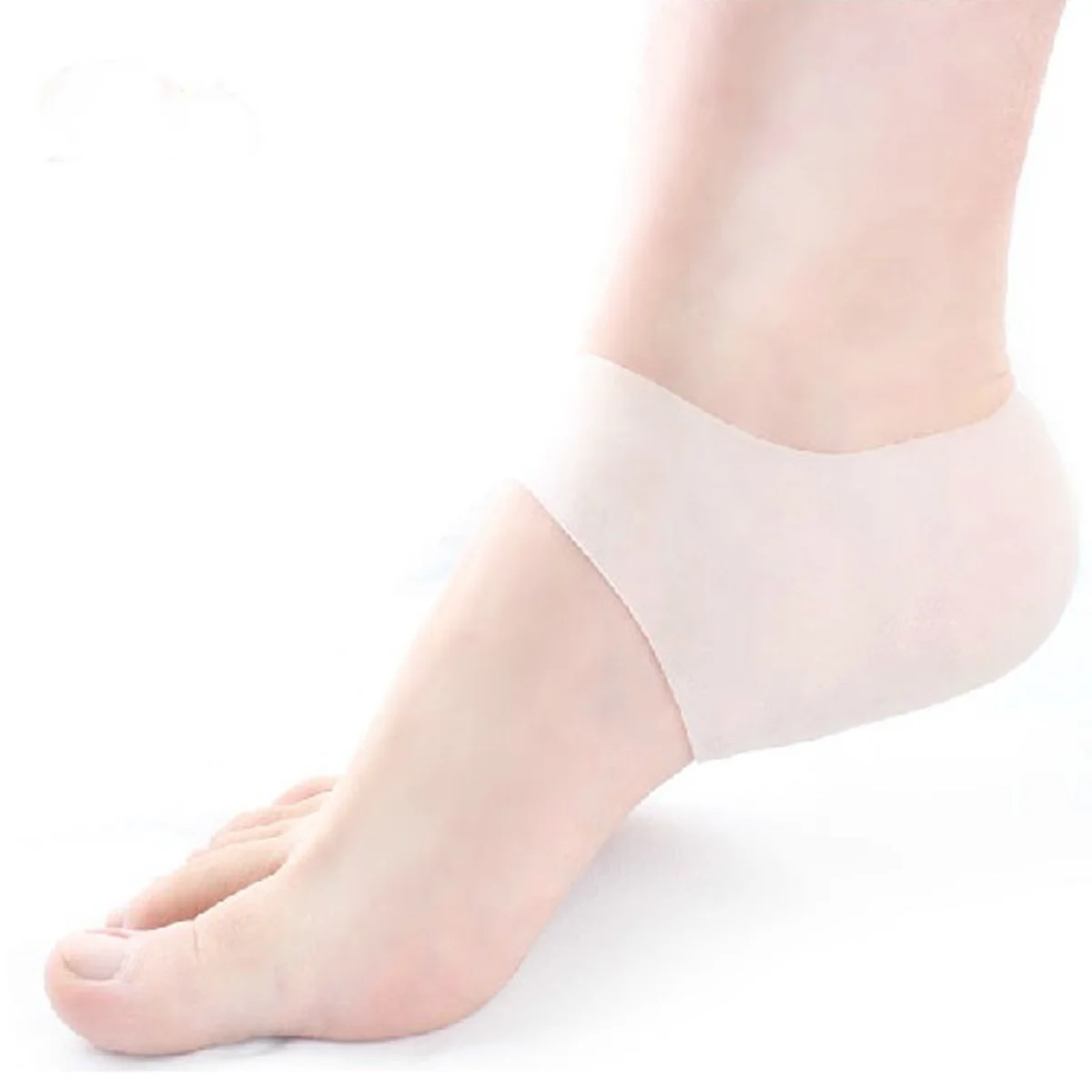

2Pcs Gel Heel Socks White Medical Silicone Moisturizing Foot Skin Care Protector Prevent Cracked Dry Heels Reusable Washable