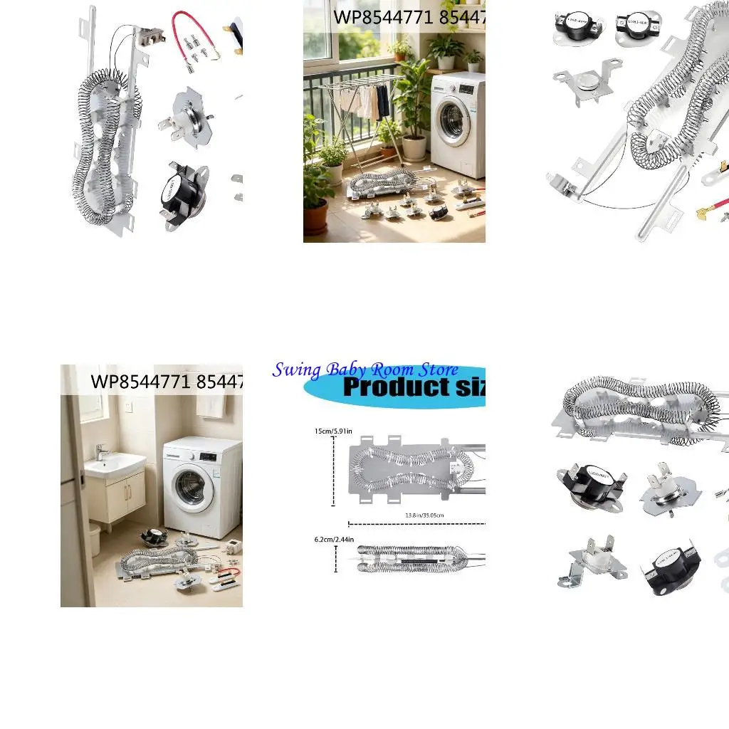 K1AD Dryer Heating Assembly WP8544771 Dryer Heating Repair Set Appliance Repair Component for Various Drying Machine