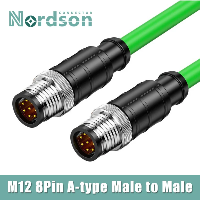 

8Pin A-type Male To Male M12 Cable IP67 Highly Flexible Communication Wire A-Coding Profinet Industrial Grade Ethernet Cord 15M