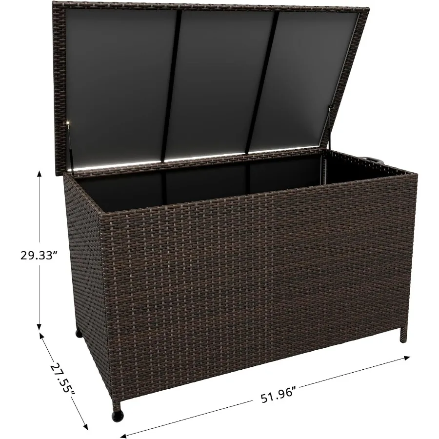 Wicker Deck Box for Outdoor Use, All-Weather Resistant Polyethylene Material, Natural Brown Color, 120L Large Capacity Lockable