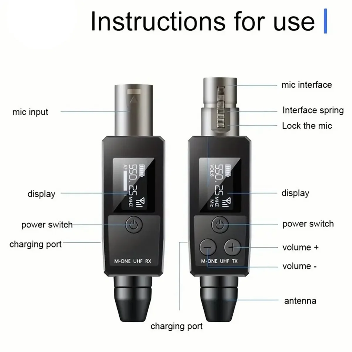 A003 UHF ميكروفون لاسلكي جهاز ريسيفر استقبال وإرسال XLR ميكروفون نظام لاسلكي مناسب للميكروفون بالسعة 48 فولت