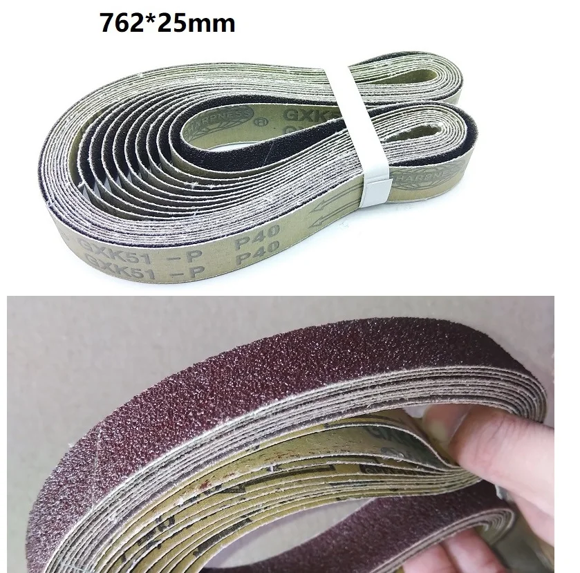 10 miếng 25*762mm Nhôm Ôxít Nhám Nhám Thắt Lưng Gỗ Mềm Mài Kim Loại Đánh Bóng