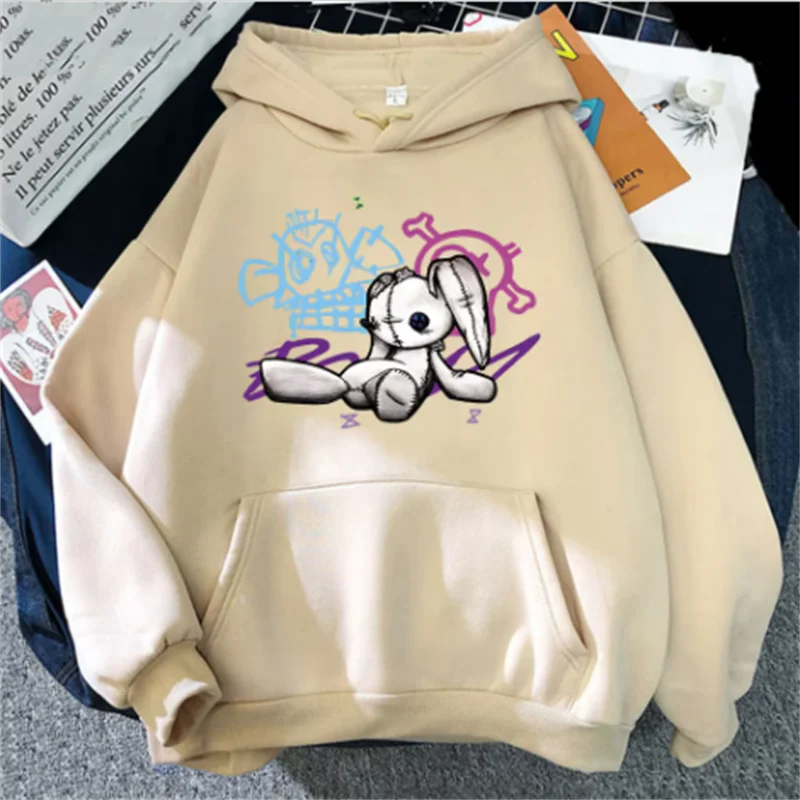 Sudadera con capucha Arcane Jinx, mono, muñeca, conejo, Graffiti, estilo Grunge, ropa Kpop, sudadera de Anime negra, ropa de calle Unisex para mujer